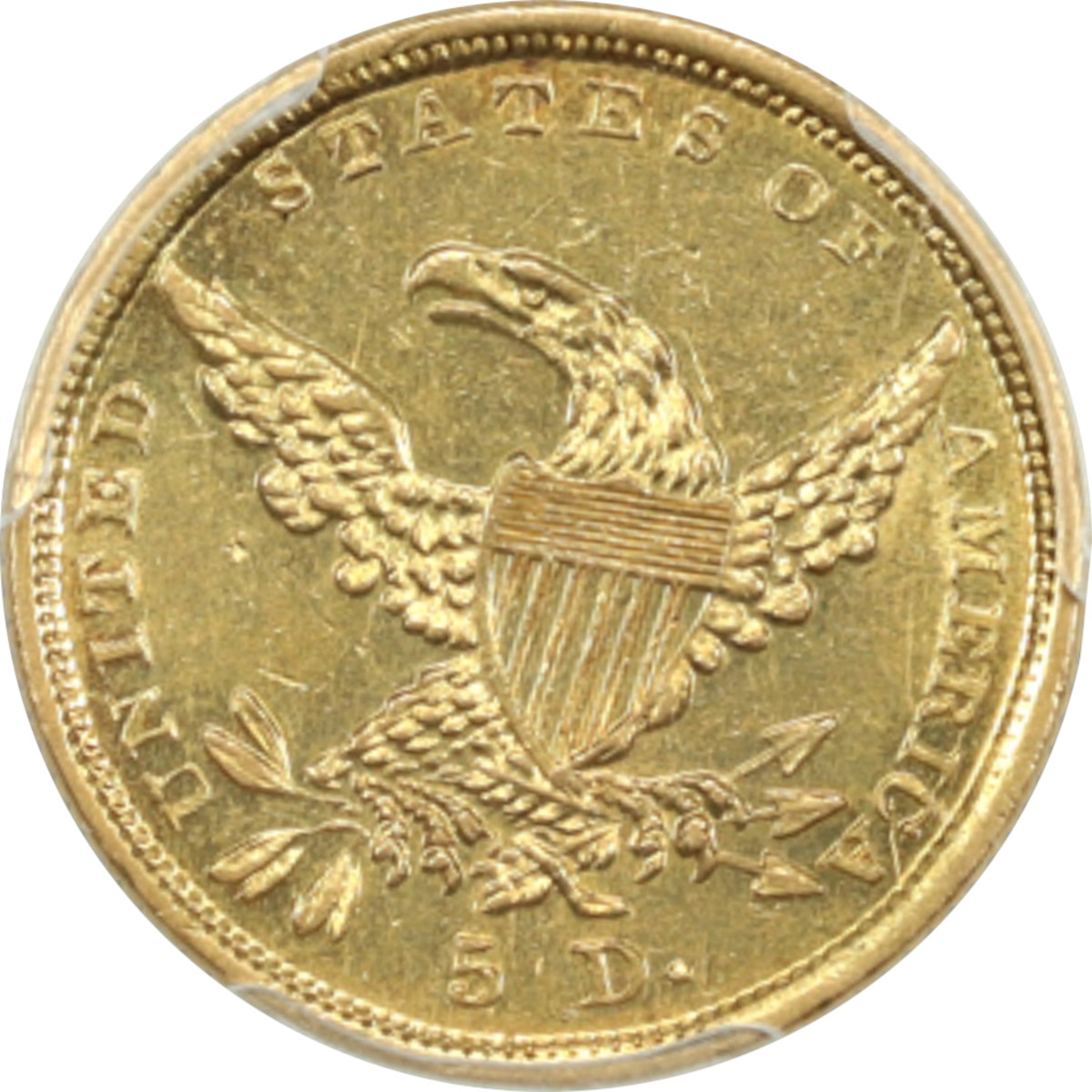 1838-D-$5-Classic-Head-First-Year-Dahlonega-Mint-Half-Eagle-#2-Hm-1,-Winter-1A,-R3